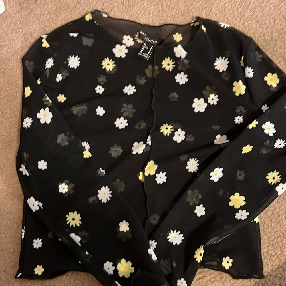 See through black floral